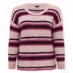Torrid Cozy Fuzzy Striped Sweater in Pink and Purple